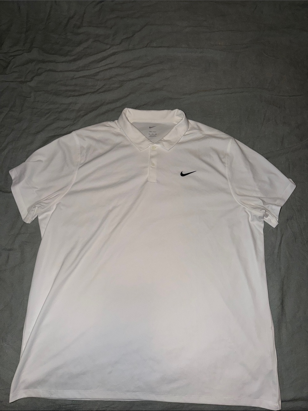 Nike White Men’s Polo with Black Swoosh